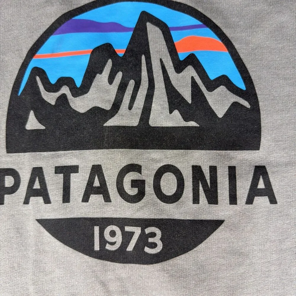 Patagonia Fleece T Shirt Mens Medium Organic Cotton Gray Heavyweight Long Sleeve